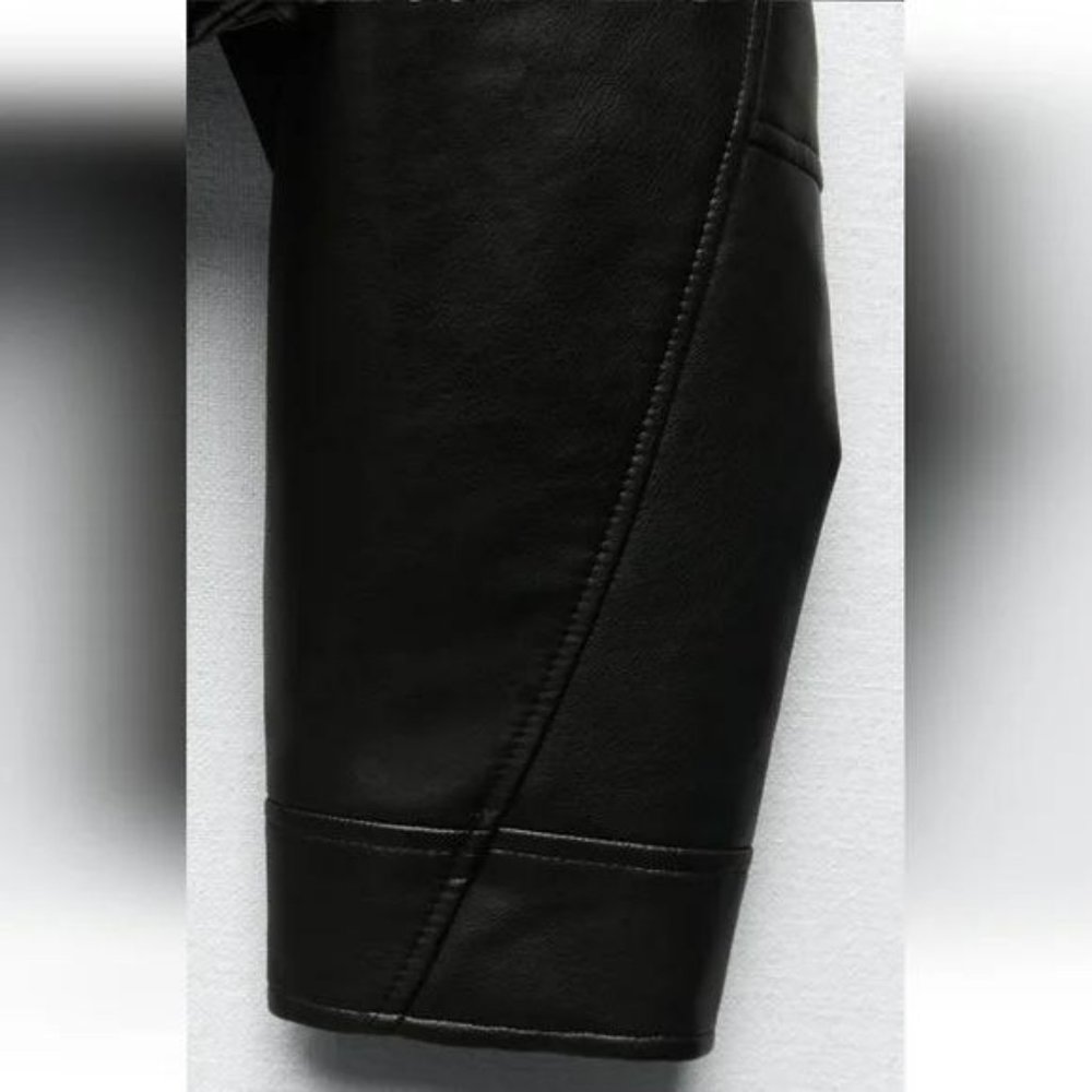 ZARA FAUX LEATHER CROP BIKER JACKET - Picture 10 of 10